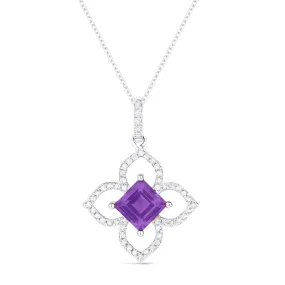 0.74ct Amethyst 16"Pendant Necklace in 14K White Gold