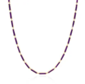 14k Gold & Amethyst Station Bar Necklace