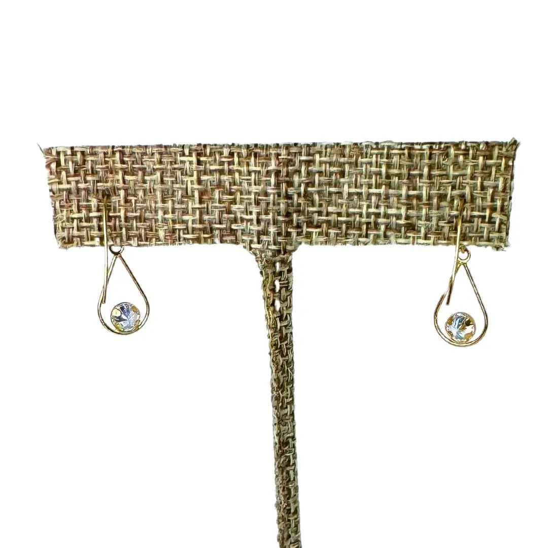 14k Gold CZ Teardrop Dangle Earrings