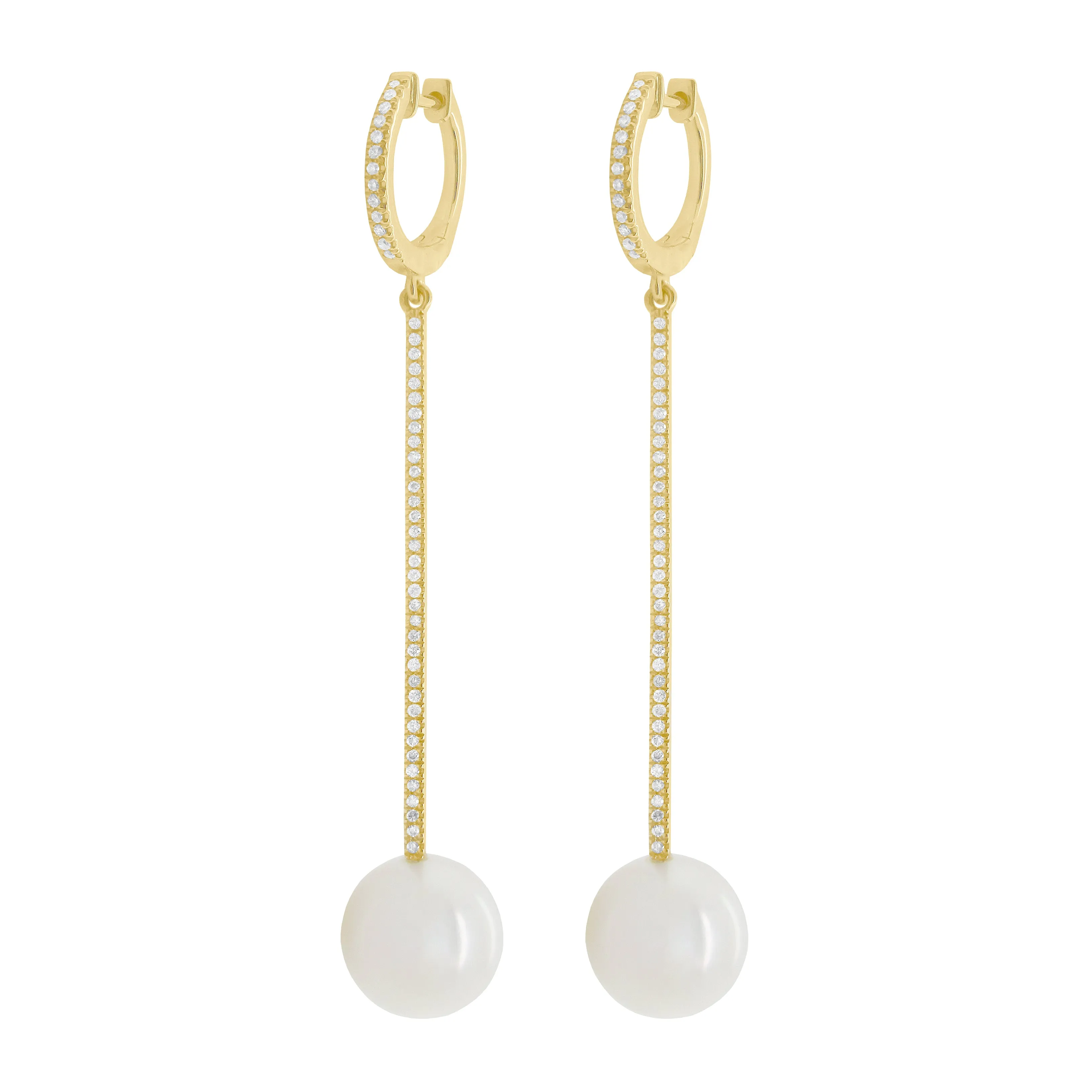 14K GOLD DIAMOND AND PEARL ZENDAYA EARRINGS
