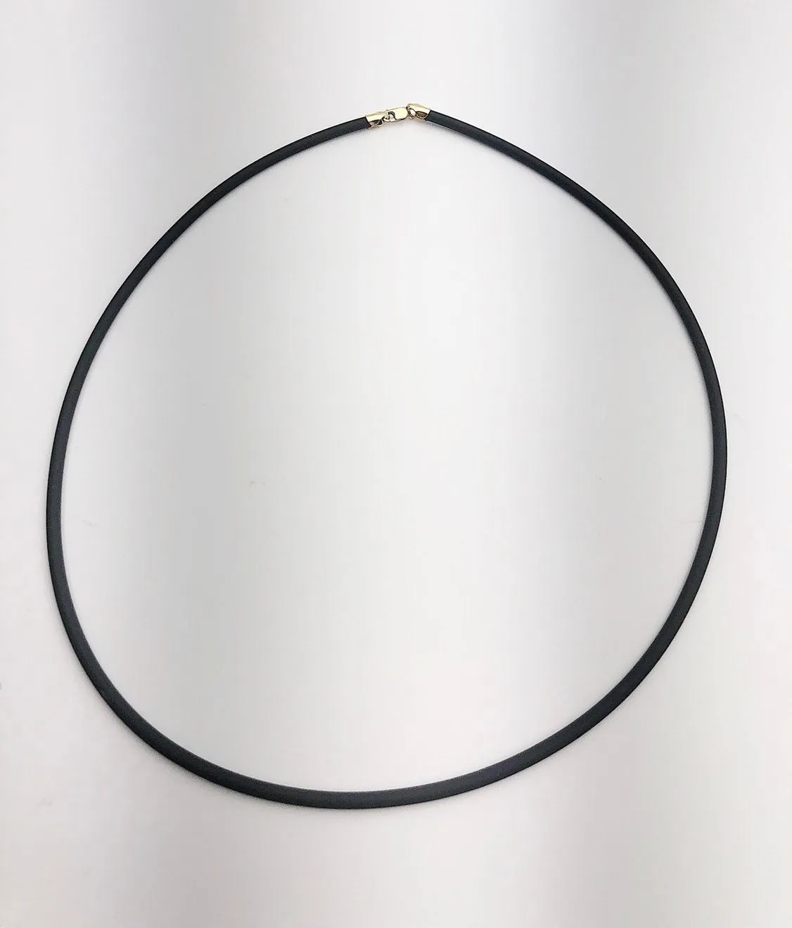 14K Gold Filled & Black Rubber Necklaces. 16", 18", 20", 22" available.