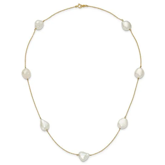 14K Gold Keshi Pearl 7-Station Necklace