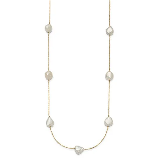 14K Gold Keshi Pearl 7-Station Necklace