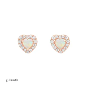 14k Rose Gold Heart Studs