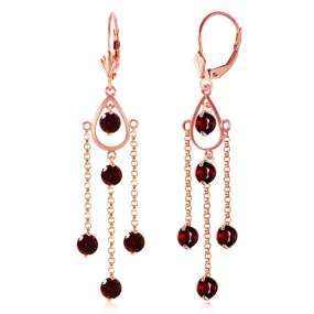 14K Solid Rose Gold Chandelier Natural Garnet Earrings