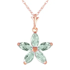 14K Solid Rose Gold Natural Green Amethyst Necklace Certified