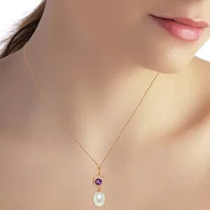 14K Solid Rose Gold Natural Pearl & Amethyst Necklace Series