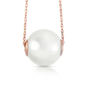 14K Solid Rose Gold Necklace w/ 16.0 mm White Shell Pearl