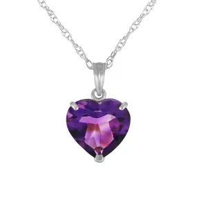 14K Solid White Gold Necklace w/ Natural 10mm Heart Amethyst