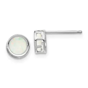 14k White Gold 5mm Bezel Opal Stud Earrings