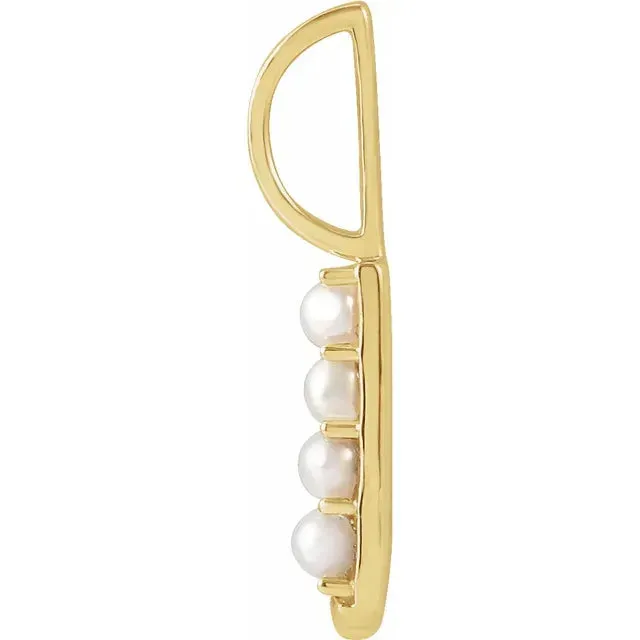 14K Yellow Gold Cultured White Pearl Initial J Charm/Pendant