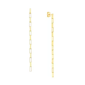 14K Yellow Gold Fancy Long Box Dangle Earrings