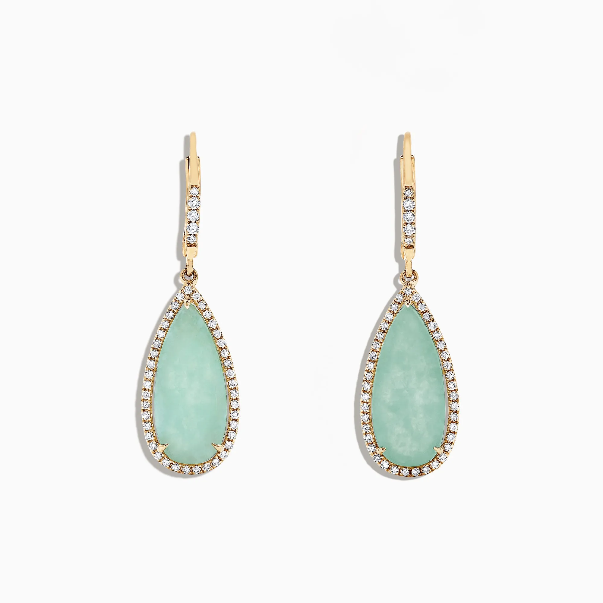 14K Yellow Gold Jade and Diamond Earrings, 8.09 TCW