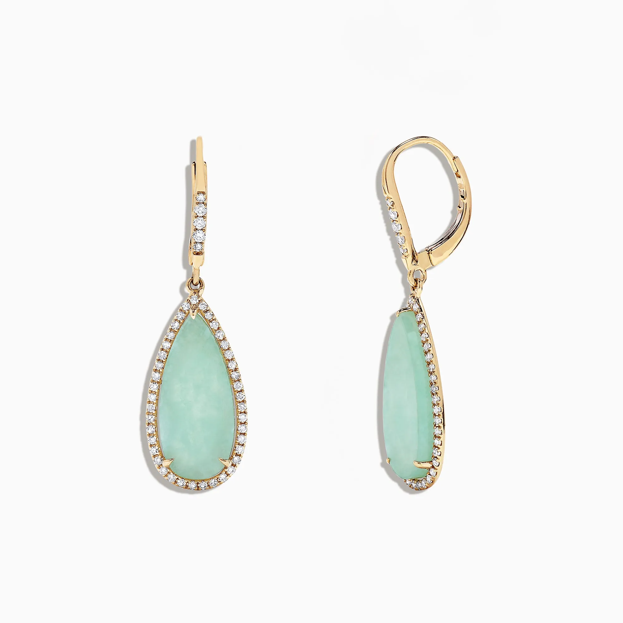 14K Yellow Gold Jade and Diamond Earrings, 8.09 TCW