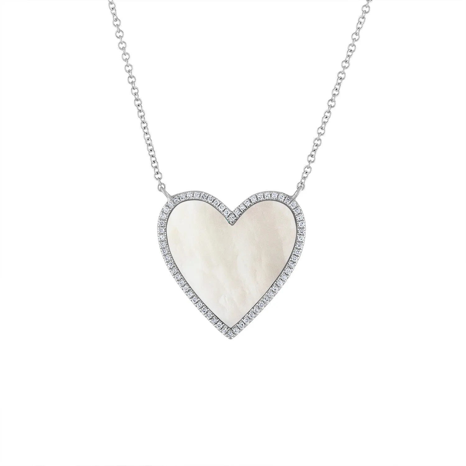 14KT GOLD DIAMOND MOTHER OF PEARL NECKLACE