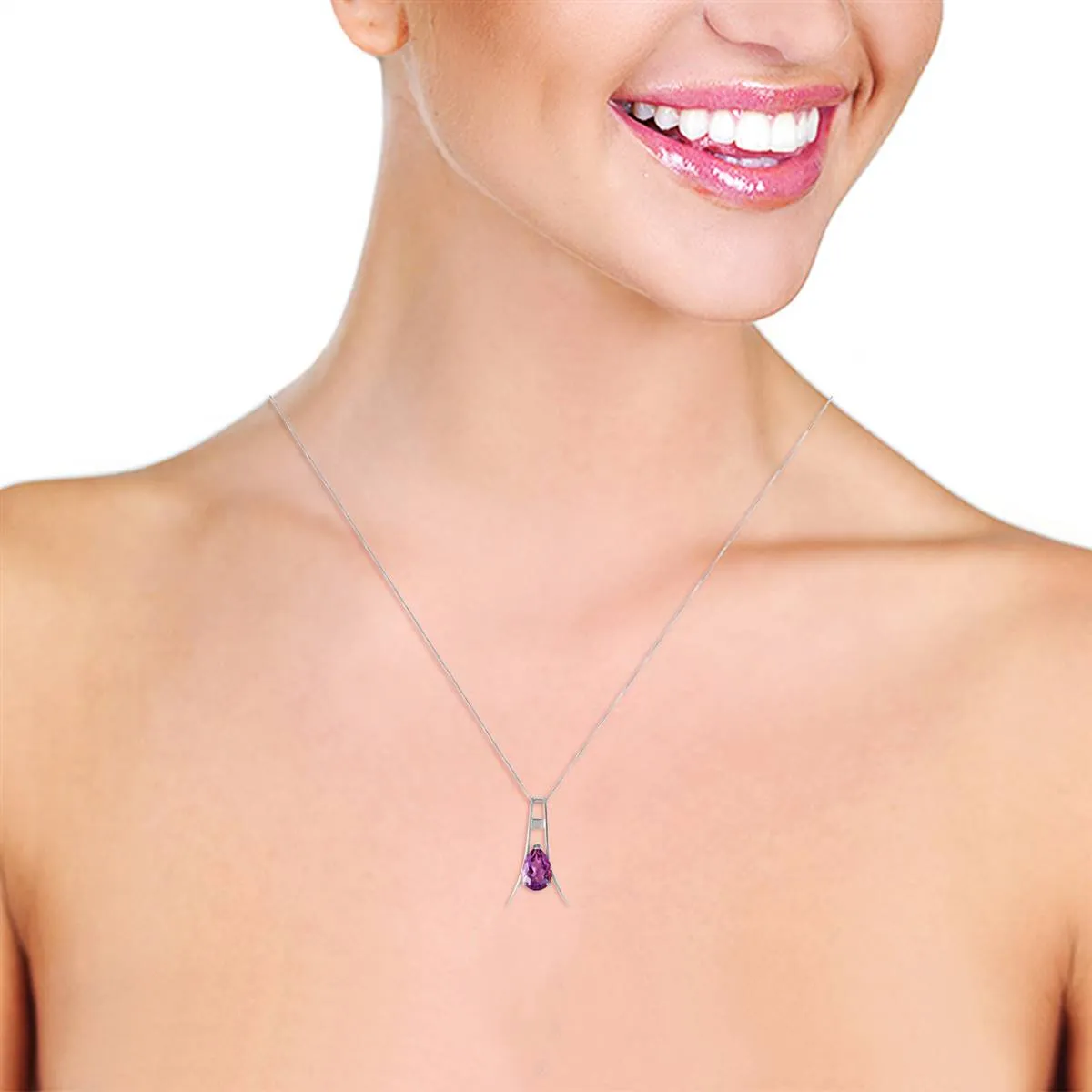 1.5 Carat 14K Solid White Gold Rejoice Amethyst Necklace