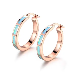 18K Gold Plated Opal Hoop Earrings