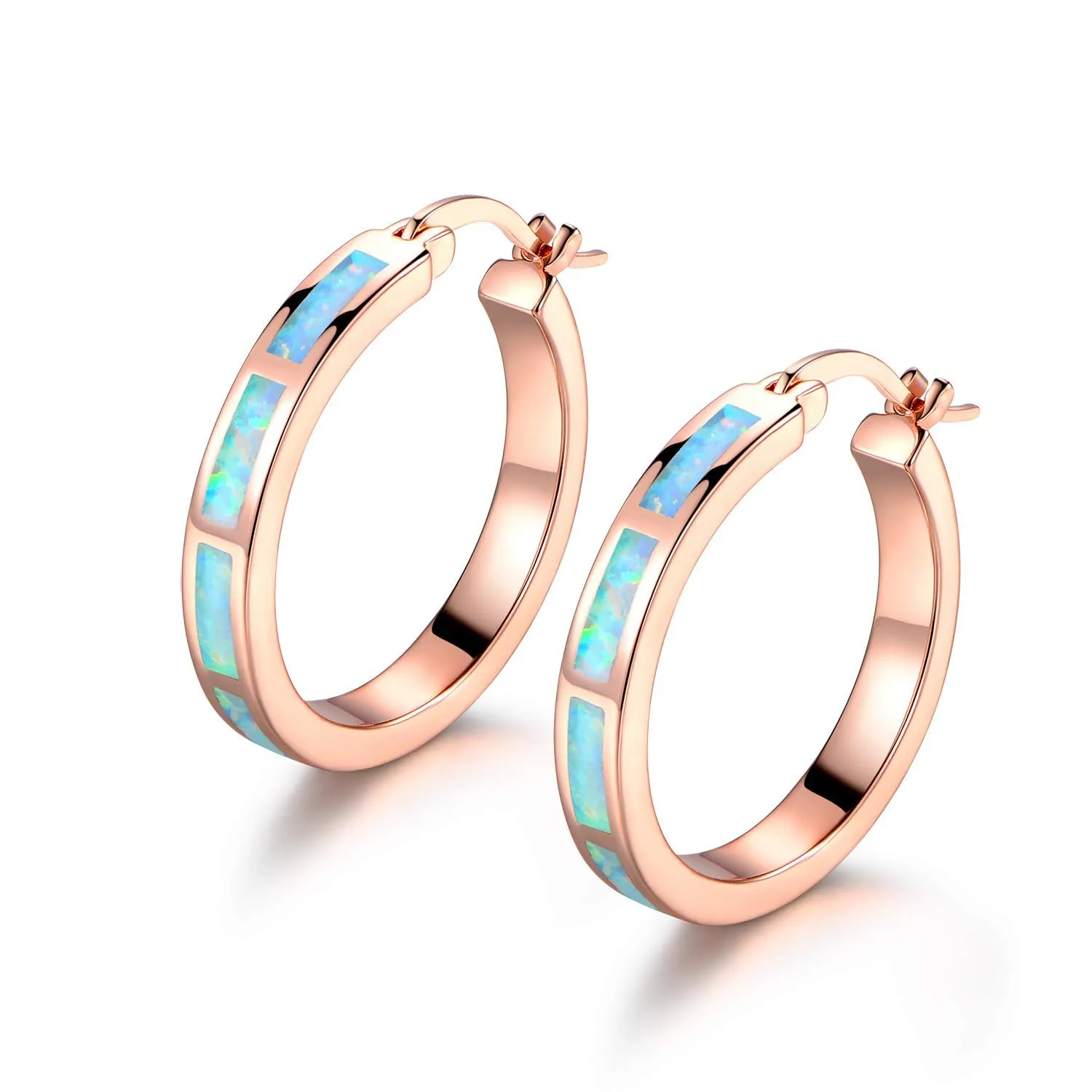 18K Gold Plated Opal Hoop Earrings