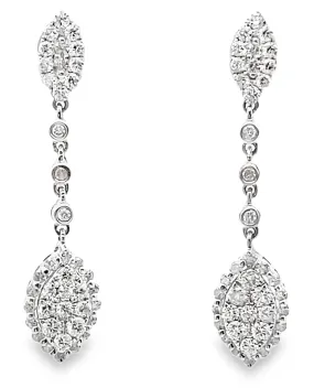 18K White Gold Diamond Dangle Earrings