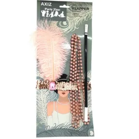 1920's Instant Flapper Dress Up set - Pink