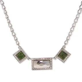 1928 Jewelry Gemstone Square Rectangle Chain Necklace 16"   3" Extender