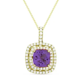 2.28ct Amethyst 16"Pendant Necklace in 14K Yellow Gold