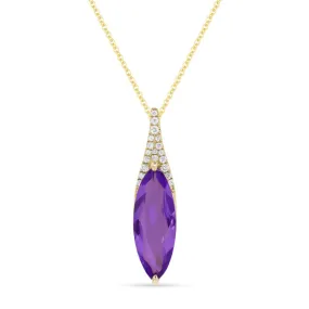 2.73ct Amethyst 16"Pendant Necklace in 14K Yellow Gold