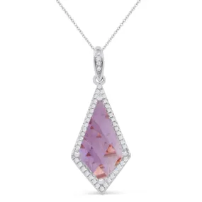 2.92ct Amethyst 16"Pendant Necklace in 14K White Gold