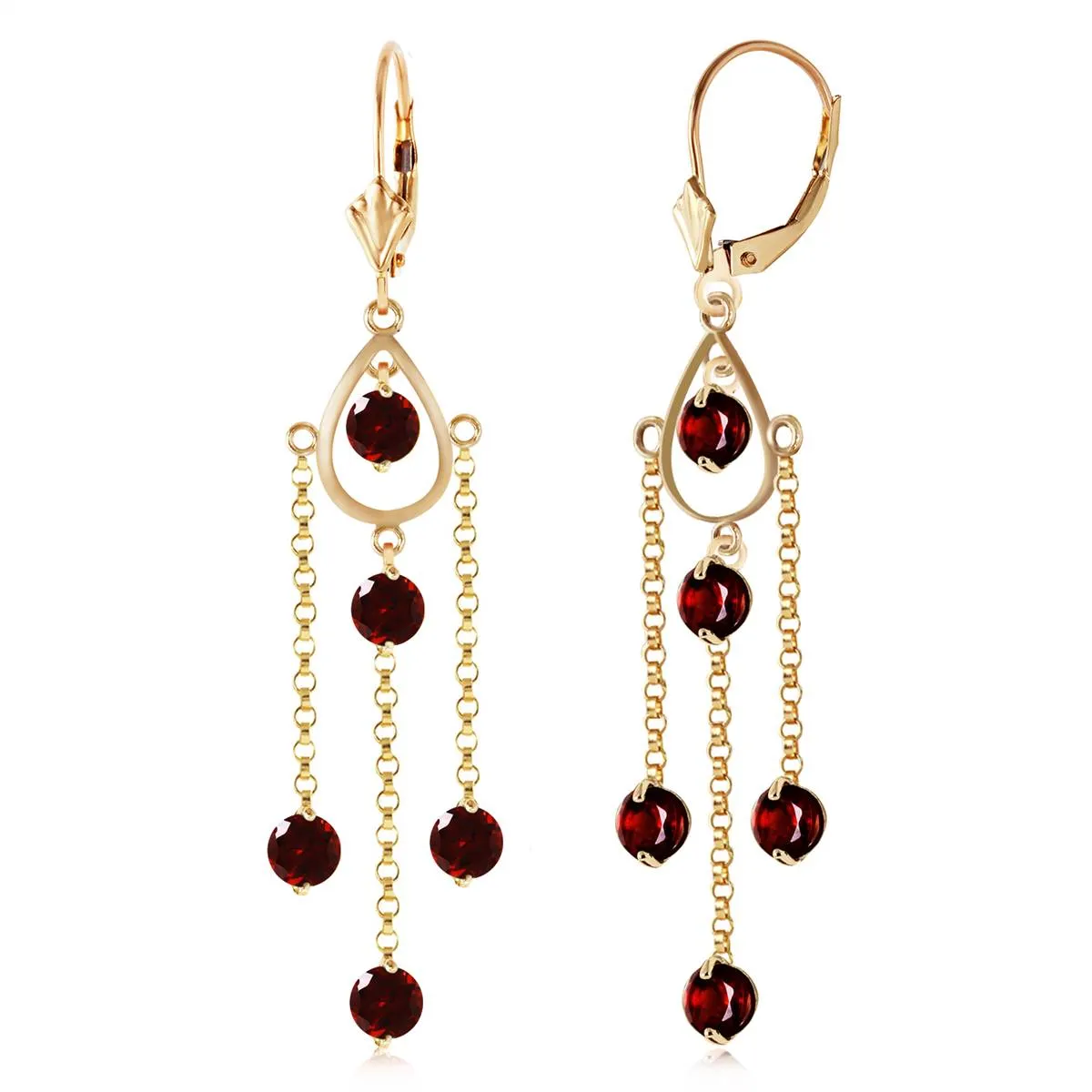 3 Carat 14K Solid Yellow Gold Gilded Age Garnet Earrings