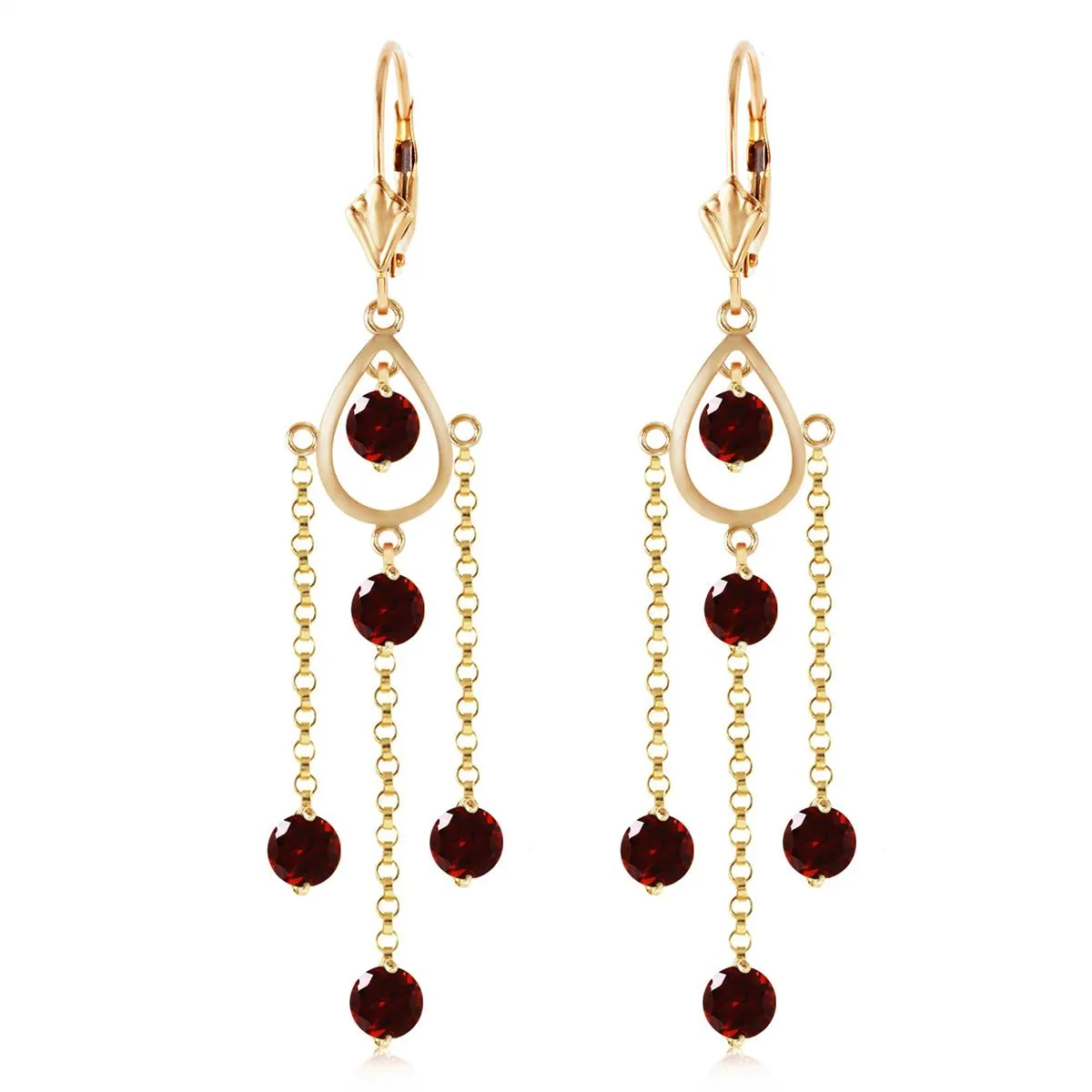 3 Carat 14K Solid Yellow Gold Gilded Age Garnet Earrings