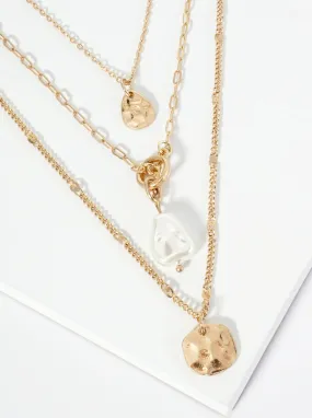 3 Piece Pearl Pendant Layered Necklace Set