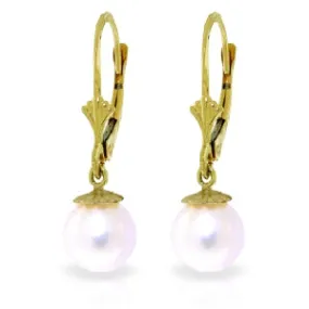 4 Carat 14K Solid Yellow Gold Leverback Earrings Natural Pearl