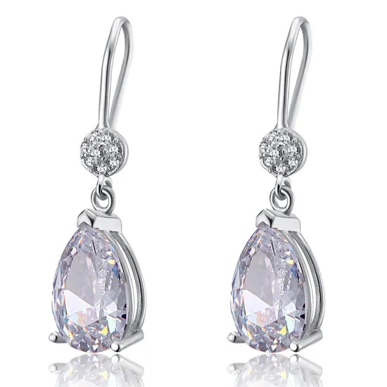 4 Carat Pear Cut Created Diamond 925 Sterling Silver Dangle Earrings XFE8012