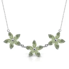 4.2 Carat 14K Solid White Gold Necklace Natural Green Amethyst