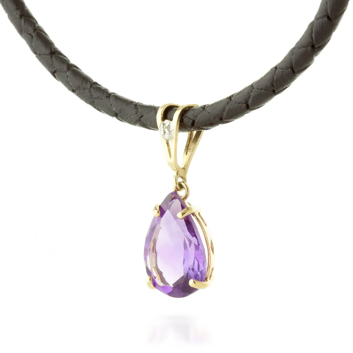 6.01 Carat 14K Solid Yellow Gold Magnitude Amethyst Diamond Necklace