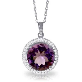 6.2 Carat 14K Solid White Gold Natural Diamond Amethyst Necklace