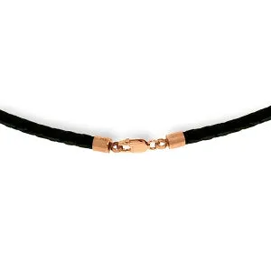 7.5 Carat 14K Solid Rose Gold Leather Necklace Pearl Green Amethyst