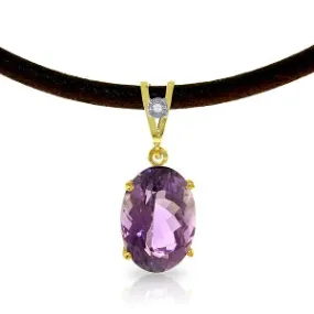 7.56 Carat 14K Solid Yellow Gold Gratitude Amethyst Diamond Necklace