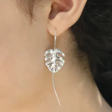 925 Sterling Silver and 14K Gold-filled Gold Monstera Leaf Earrings