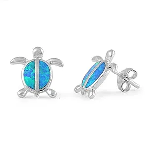 925 Sterling Silver Opal Turtle Stud Earrings