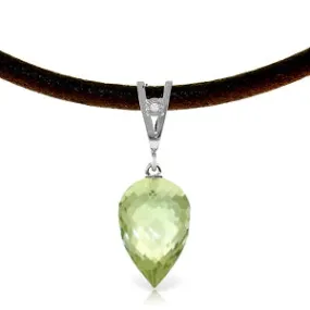 9.51 Carat 14K Solid White Gold Savoire Faire Green Amethyst Necklace