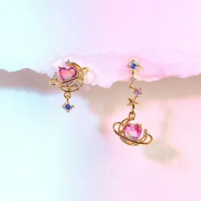 Aesthetic Zircon Moon Heart Earrings