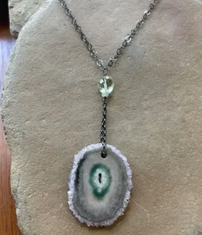 Agate Stalactite Bullseye Necklace