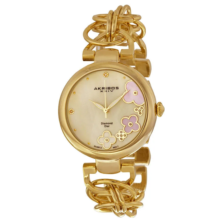 Akribos Xxiv Mother of Pearl Dial Gold-tone Ladies Watch AK645YG