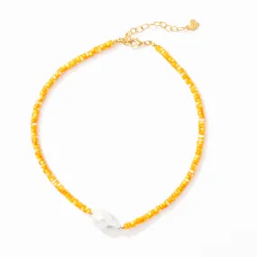 Amalfi Baroque Pearl Necklace in Tangerine