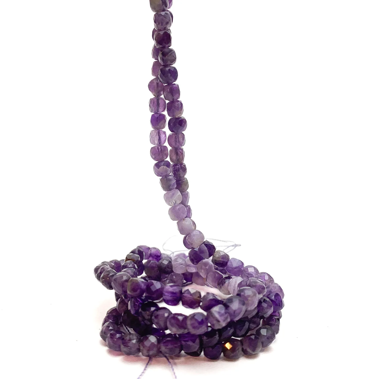 Amethyst 5mm Faceted Cubes Bead Strand