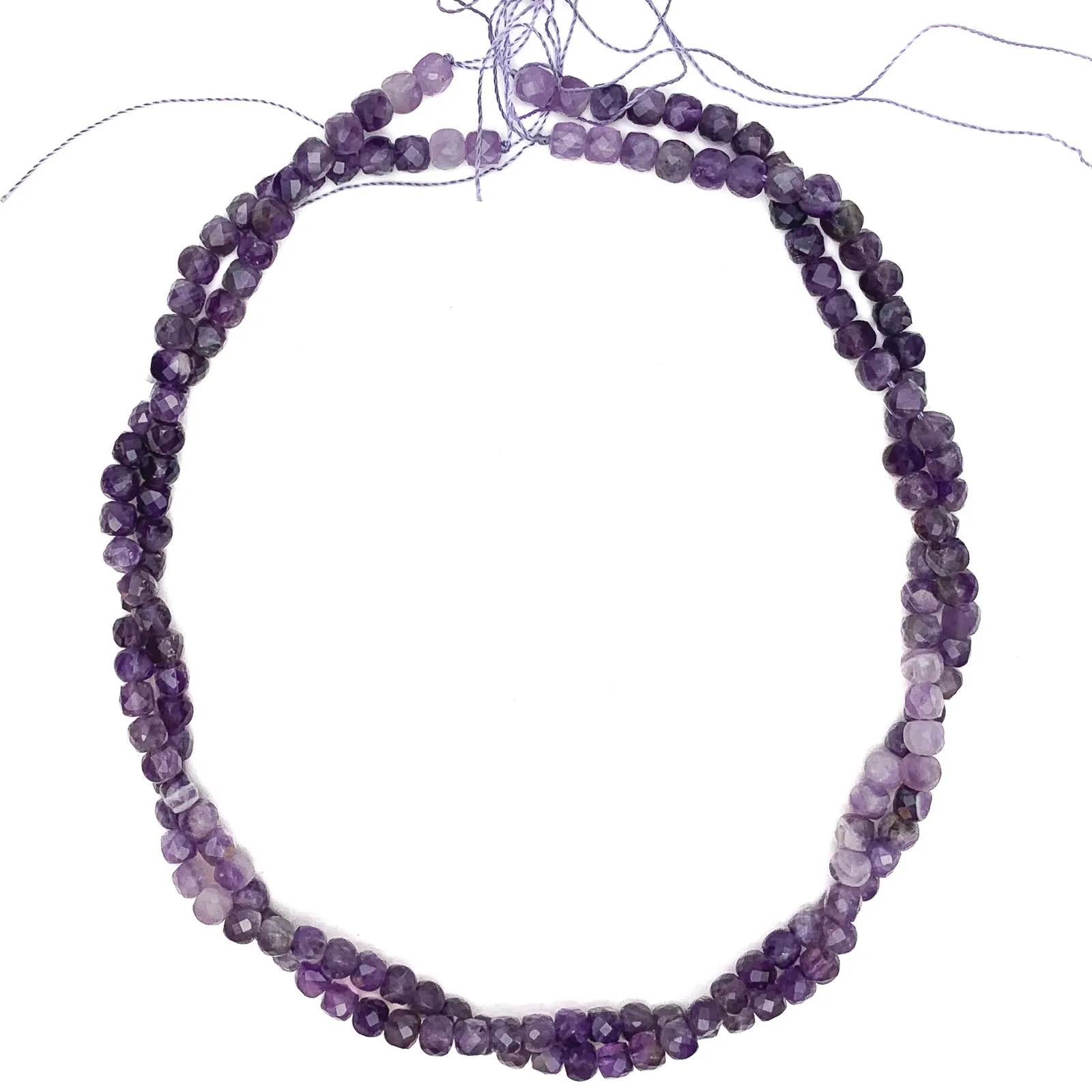 Amethyst 5mm Faceted Cubes Bead Strand