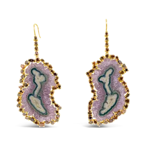 Amethyst Geode Slice Earrings