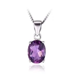 Amethyst Oval Cut 1.7CT IOBI 925 Sterling Silver Pendant Necklace