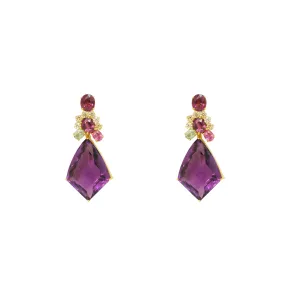 Amethyst Zircon and Tourmaline Earrings